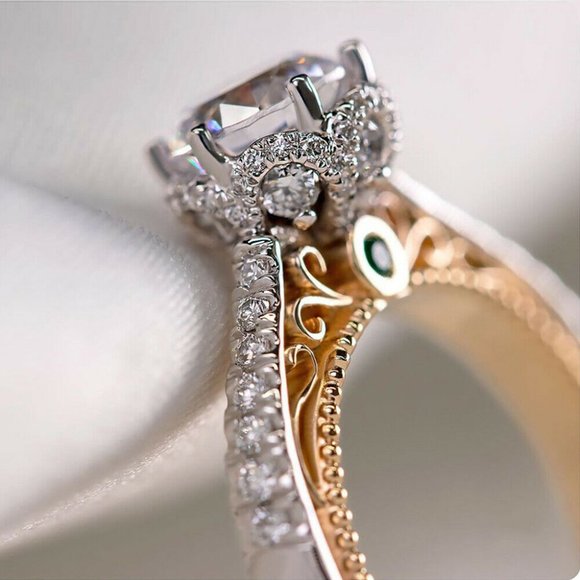 Gorgeous 925 Sterling Silver Two Tone Ring - Picture 3 of 6